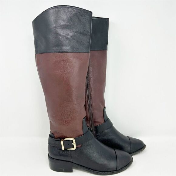 Vince Camuto Leisha Women's Knee High Riding Boots Black and Red Size 7M - Picture 1 of 14